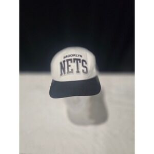Mitchell & Ness Brooklyn Nets Snapback Hat White Black NBA Basketball Cap Mens
